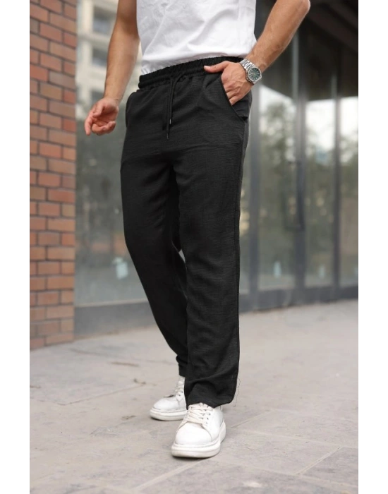 Erkek Beli Lastikli Pera Keten Pantolon