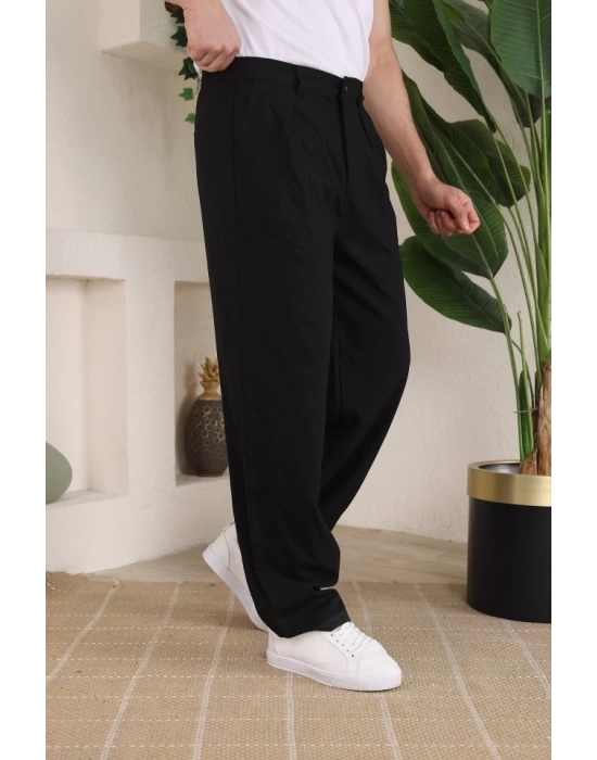 Erkek Beli Lastikli Pileli Baggy Pantolon