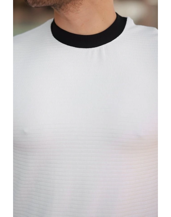Erkek Bisiklet Yaka örme Pamuklu Kumaş Kısa Kollu T-shirt