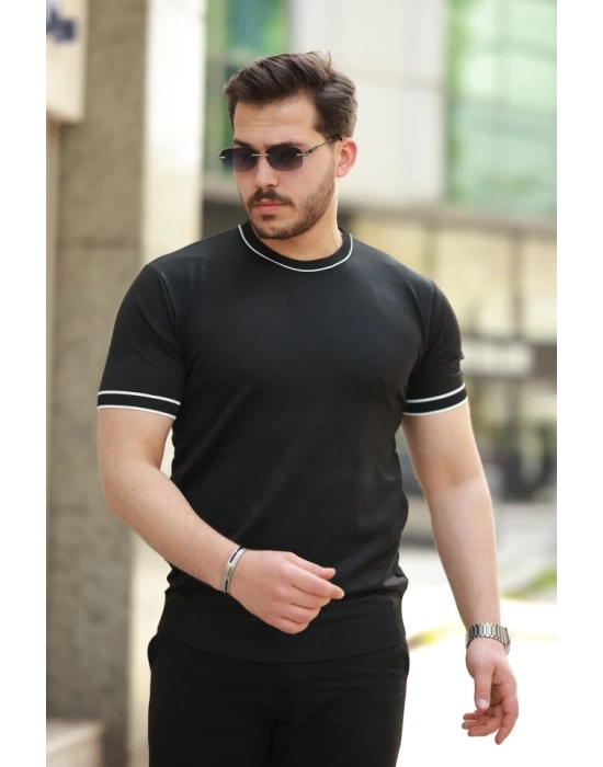 Erkek Bisiklet Yaka Ribanalı Kısa Kollu Tshirt