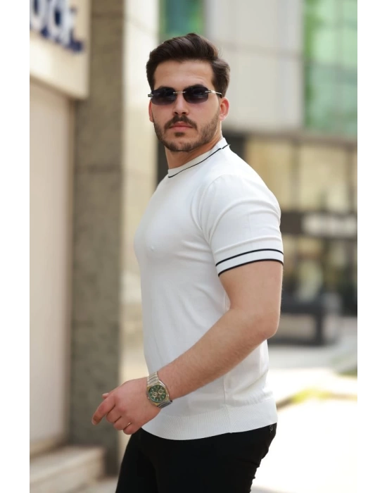 Erkek Bisiklet Yaka Ribanalı Kısa Kollu Tshirt