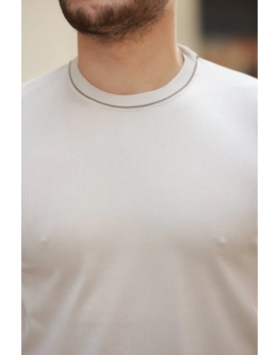 Erkek Bisiklet Yaka Ribanalı Kısa Kollu Tshirt