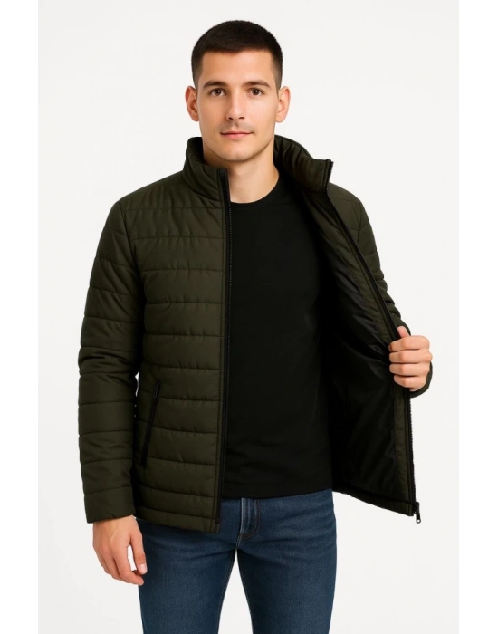 Erkek Bomber Mont Ceket – Su İtici Kumaş, Kapitone Astarlı, Fermuarlı, Kışlık - Haki