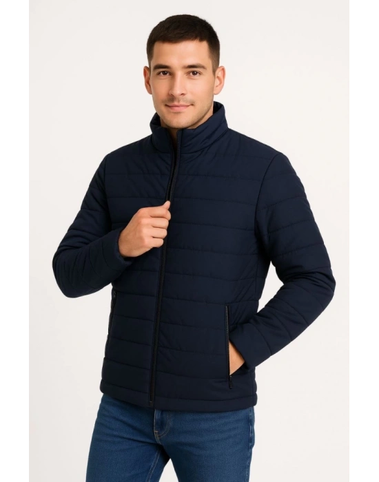 Erkek Bomber Mont Ceket – Su İtici Kumaş, Kapitone Astarlı, Fermuarlı, Kışlık - Lacivert