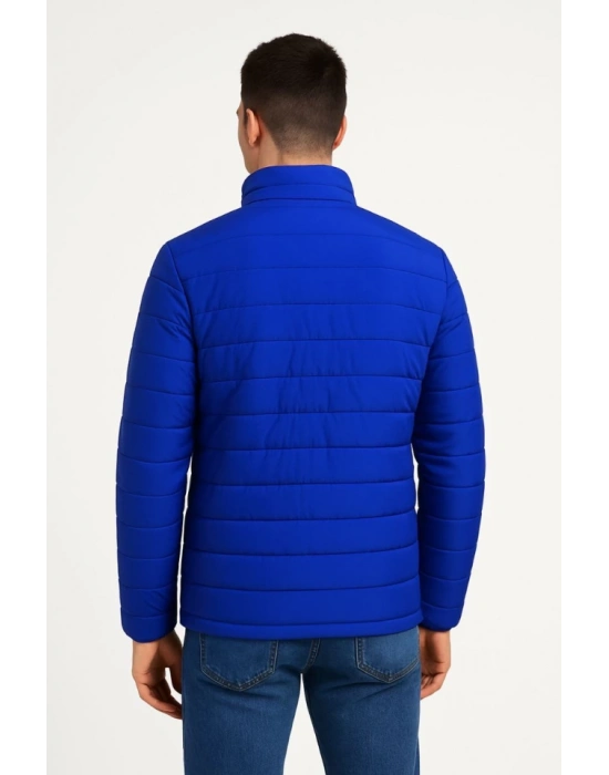 Erkek Bomber Mont Ceket – Su İtici Kumaş, Kapitone Astarlı, Fermuarlı, Kışlık - Saks Mavisi