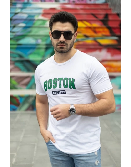 Erkek Boston Baskılı Süprem T-shirt