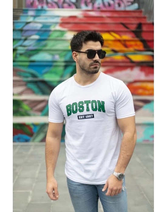 Erkek Boston Baskılı Süprem T-shirt