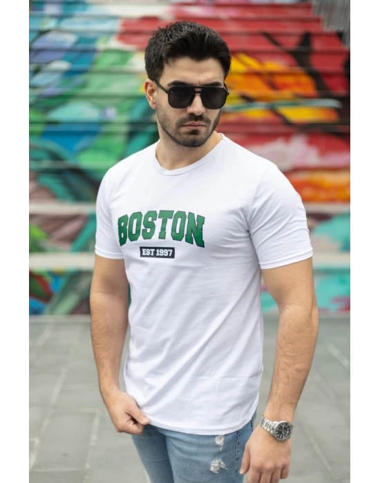 Erkek Boston Baskılı Süprem T-shirt