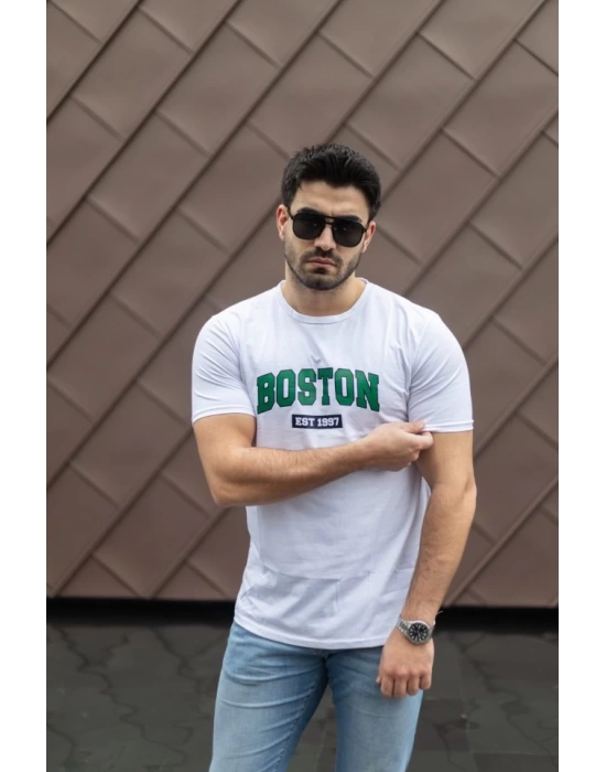 Erkek Boston Baskılı Süprem T-shirt