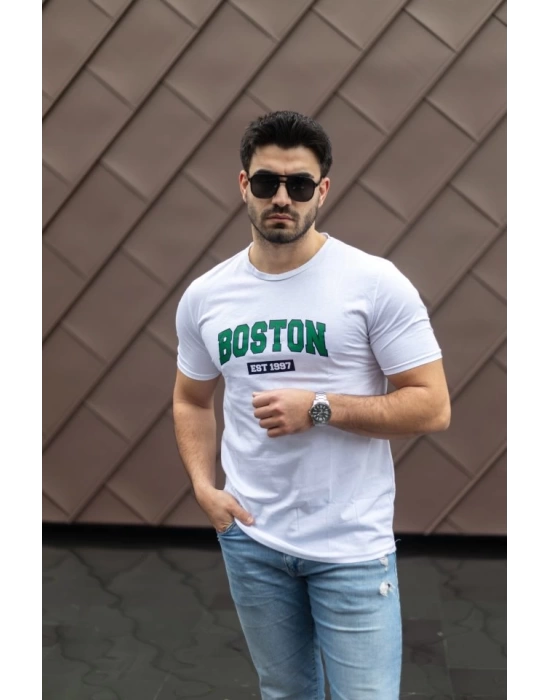 Erkek Boston Baskılı Süprem T-shirt