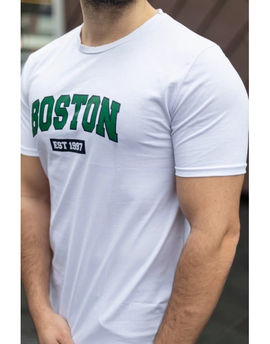 Erkek Boston Baskılı Süprem T-shirt