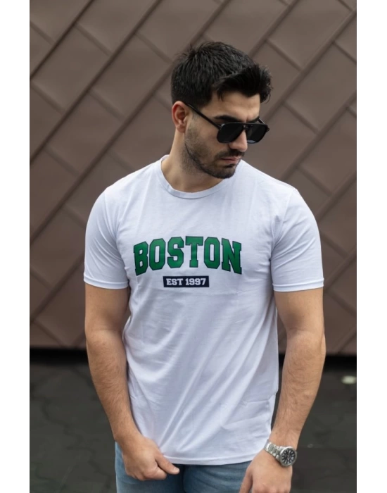 Erkek Boston Baskılı Süprem T-shirt