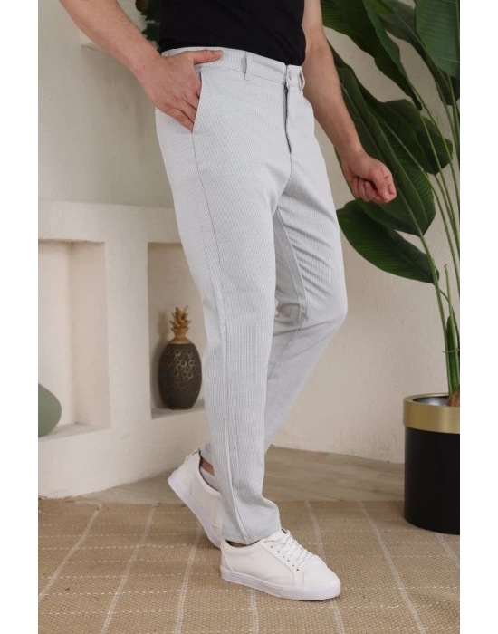 Erkek Casual Slim Fit Cord Desenli Kumaş Pantolon