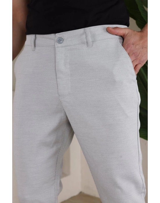Erkek Casual Slim Fit Cord Desenli Kumaş Pantolon