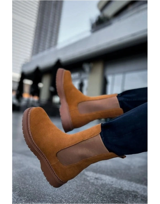 Erkek Fermuarlı Mevsim Kışlık Dengeli Süet Modern Bot