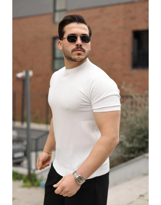 Erkek Fitilli Bisiklet Yaka Triko Tişört