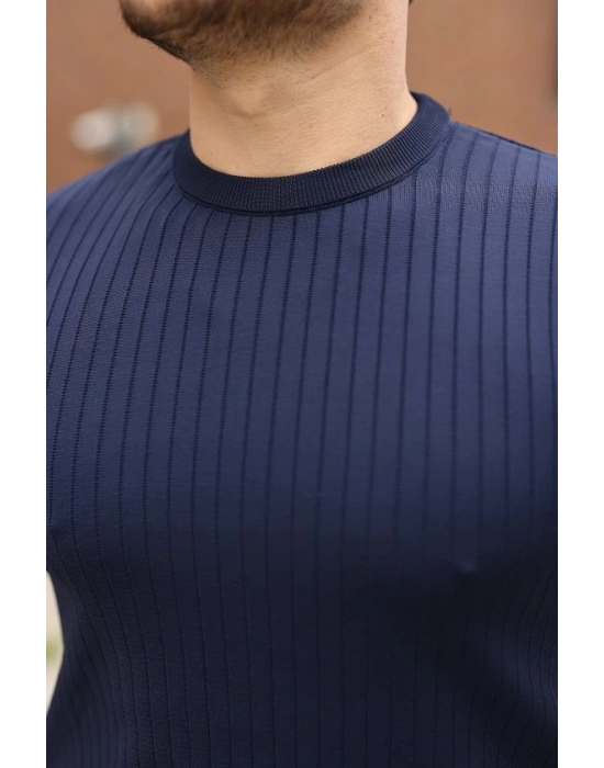 Erkek Fitilli Bisiklet Yaka Triko Tişört