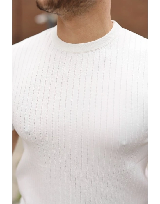 Erkek Fitilli Bisiklet Yaka Triko Tişört