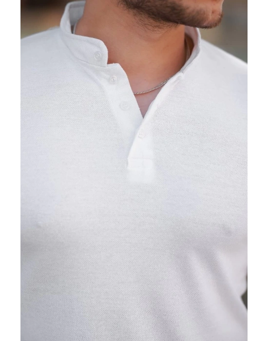 Erkek Hakim Yaka Dokuma Pamuklu Kumaş Kısa Kollu T-shirt