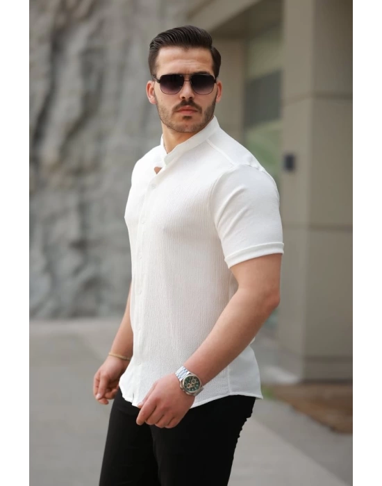 Erkek Hakim Yaka Kısa Kollu Gömlek