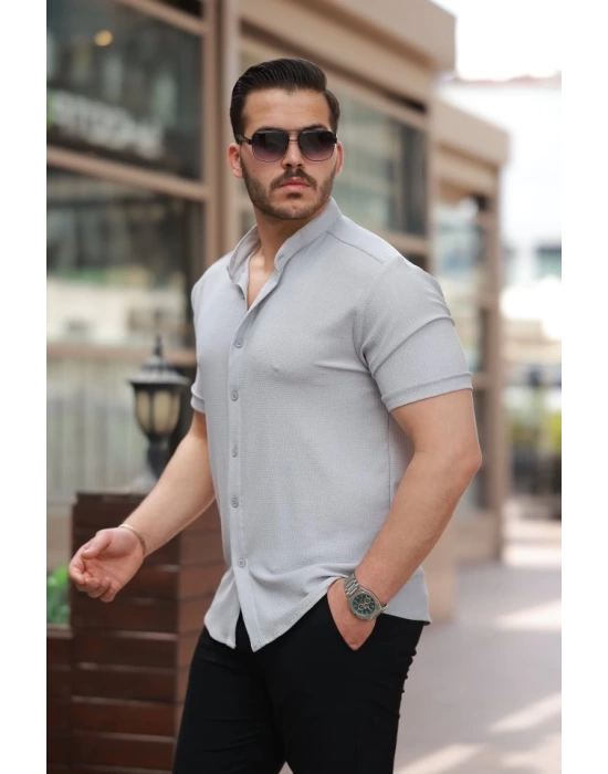 Erkek Hakim Yaka Kısa Kollu Gömlek