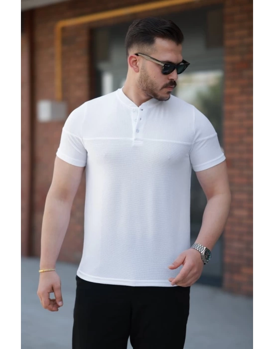 Erkek Hakim Yakalı Kısa Kollu Pamuklu T-shirt