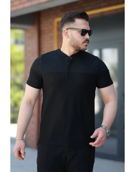 Erkek Hakim Yakalı Kısa Kollu Pamuklu T-shirt