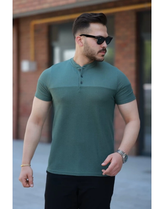 Erkek Hakim Yakalı Kısa Kollu Pamuklu T-shirt