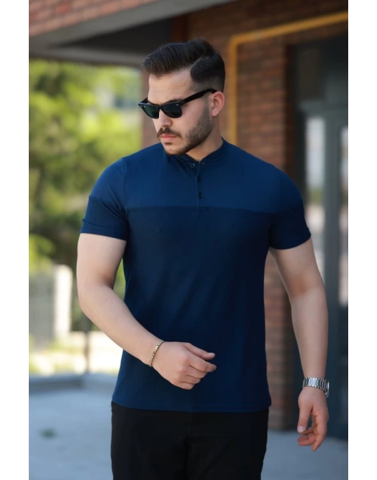 Erkek Hakim Yakalı Kısa Kollu Pamuklu T-shirt