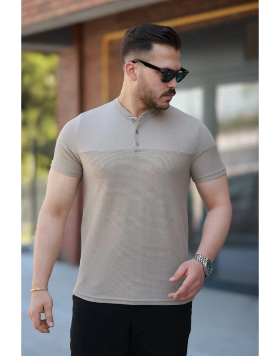 Erkek Hakim Yakalı Kısa Kollu Pamuklu T-shirt