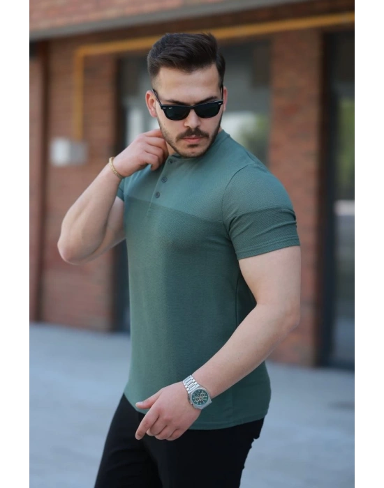 Erkek Hakim Yakalı Kısa Kollu Pamuklu T-shirt