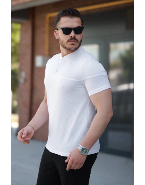 Erkek Hakim Yakalı Kısa Kollu Pamuklu T-shirt