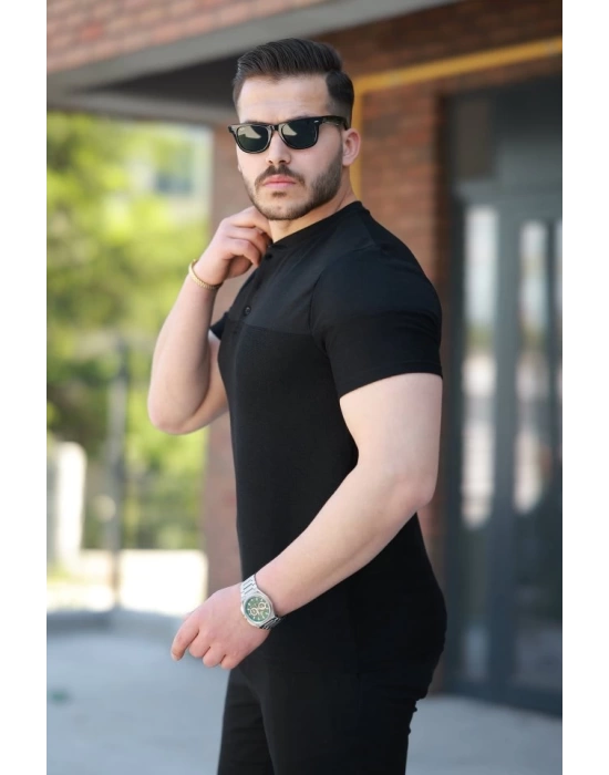 Erkek Hakim Yakalı Kısa Kollu Pamuklu T-shirt
