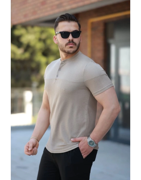 Erkek Hakim Yakalı Kısa Kollu Pamuklu T-shirt