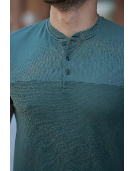 Erkek Hakim Yakalı Kısa Kollu Pamuklu T-shirt