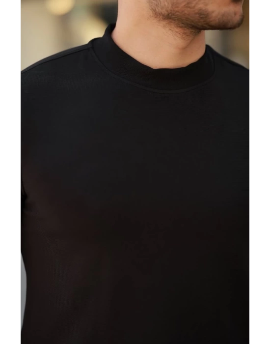 Erkek Ince çizgi Dokulu Kısa Kollu T-shirt