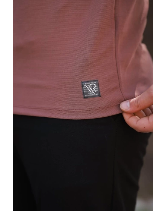 Erkek Ince çizgi Dokulu Kısa Kollu T-shirt