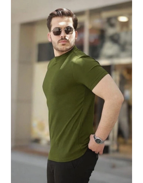 Erkek Ince çizgi Dokulu Kısa Kollu Tişört