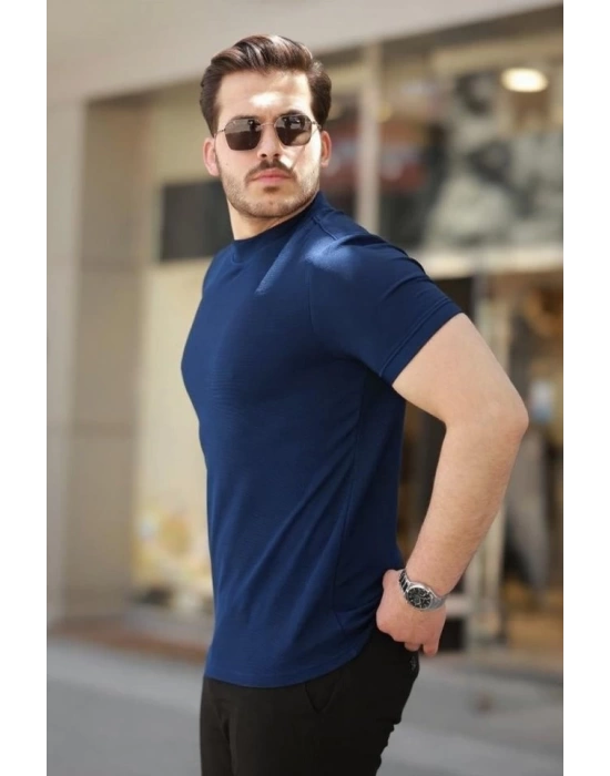 Erkek Ince çizgi Dokulu Kısa Kollu Tişört