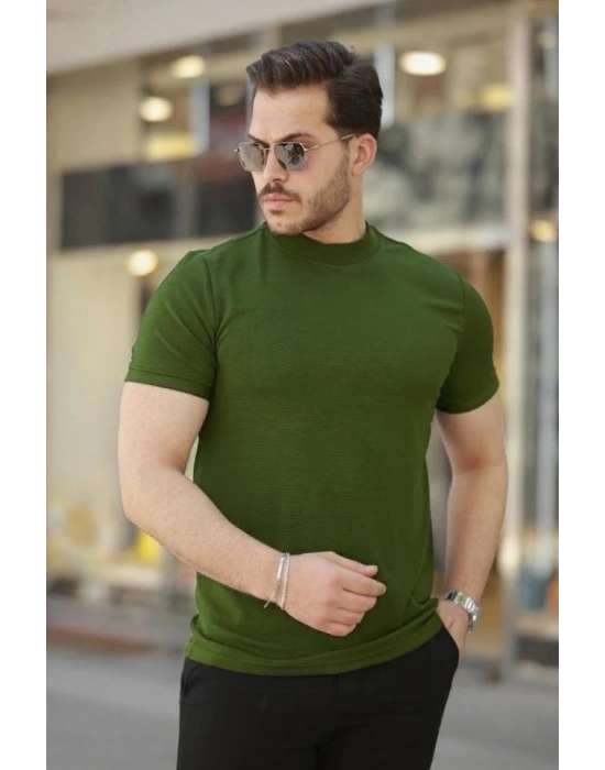 Erkek Ince çizgi Dokulu Kısa Kollu Tişört