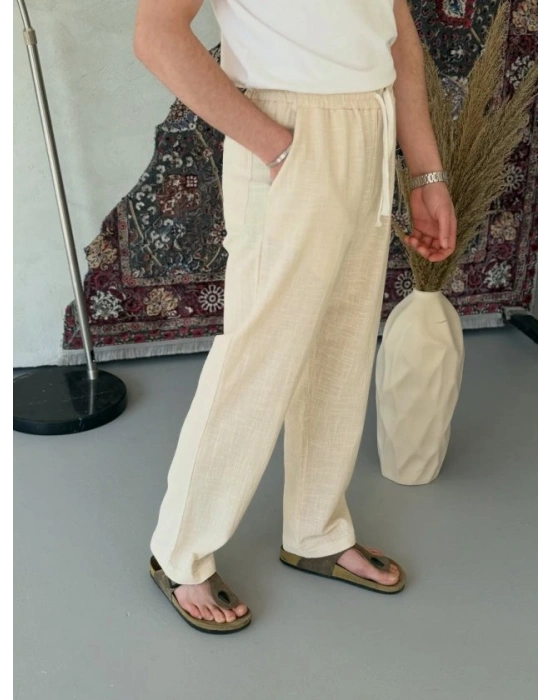 Erkek İthal Yıkamalı Keten Pantolon