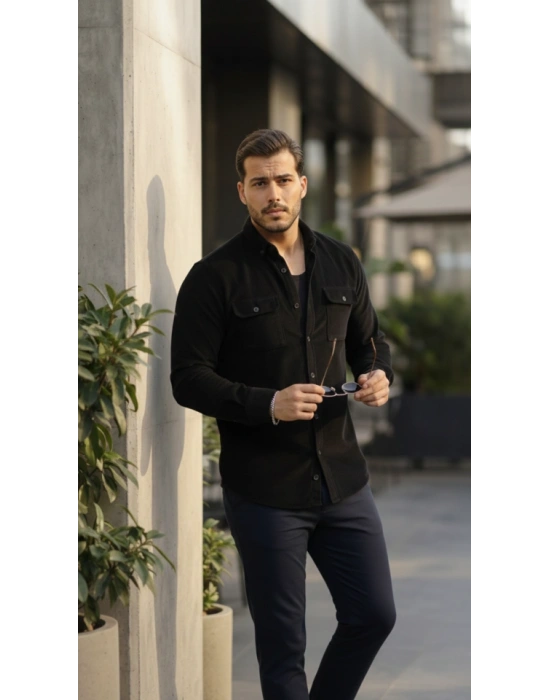 Erkek Kadife Desen Pamuklu Gömlek