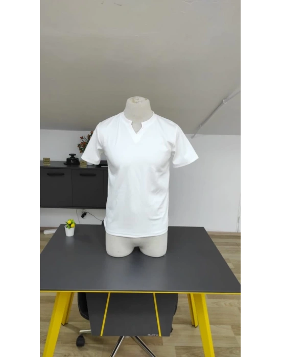 Erkek Kısa Kollu Bisiklet Yaka Burgu Bluz
