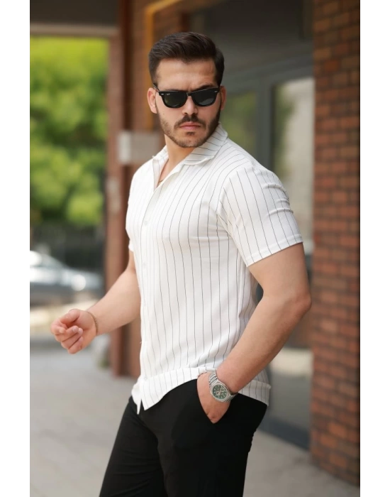 Erkek Kısa Kollu çizgili Gömlek