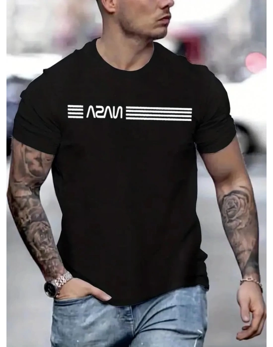 Erkek Kısa Kollu Nasa Baskı Basic Erkek T-shirt