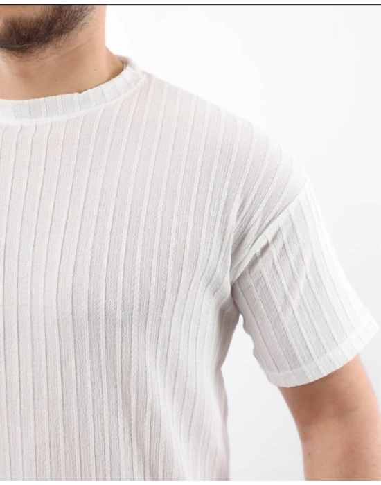 Erkek Kısa Kollu örgü Kumaş Bisiklet Yaka T-shirt