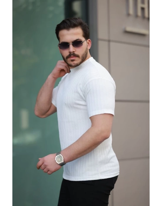 Erkek Kısa Kollu örgü Kumaş Bisiklet Yaka T-shirt