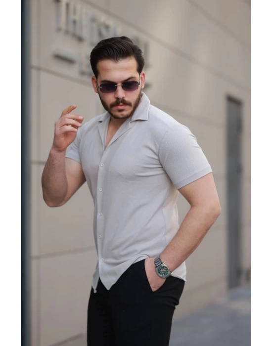Erkek Kısa Kollu örme Kumaş Pamuklu Gömlek