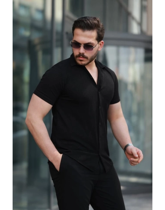 Erkek Kısa Kollu örme Kumaş Pamuklu Gömlek