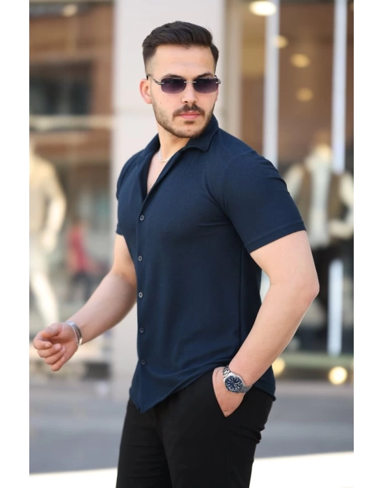 Erkek Kısa Kollu örme Kumaş Pamuklu Gömlek